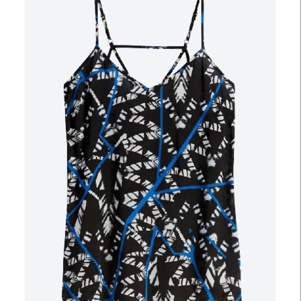 Pixley Jeisa Strappy Back Top - Black, White and Blue - Size XS